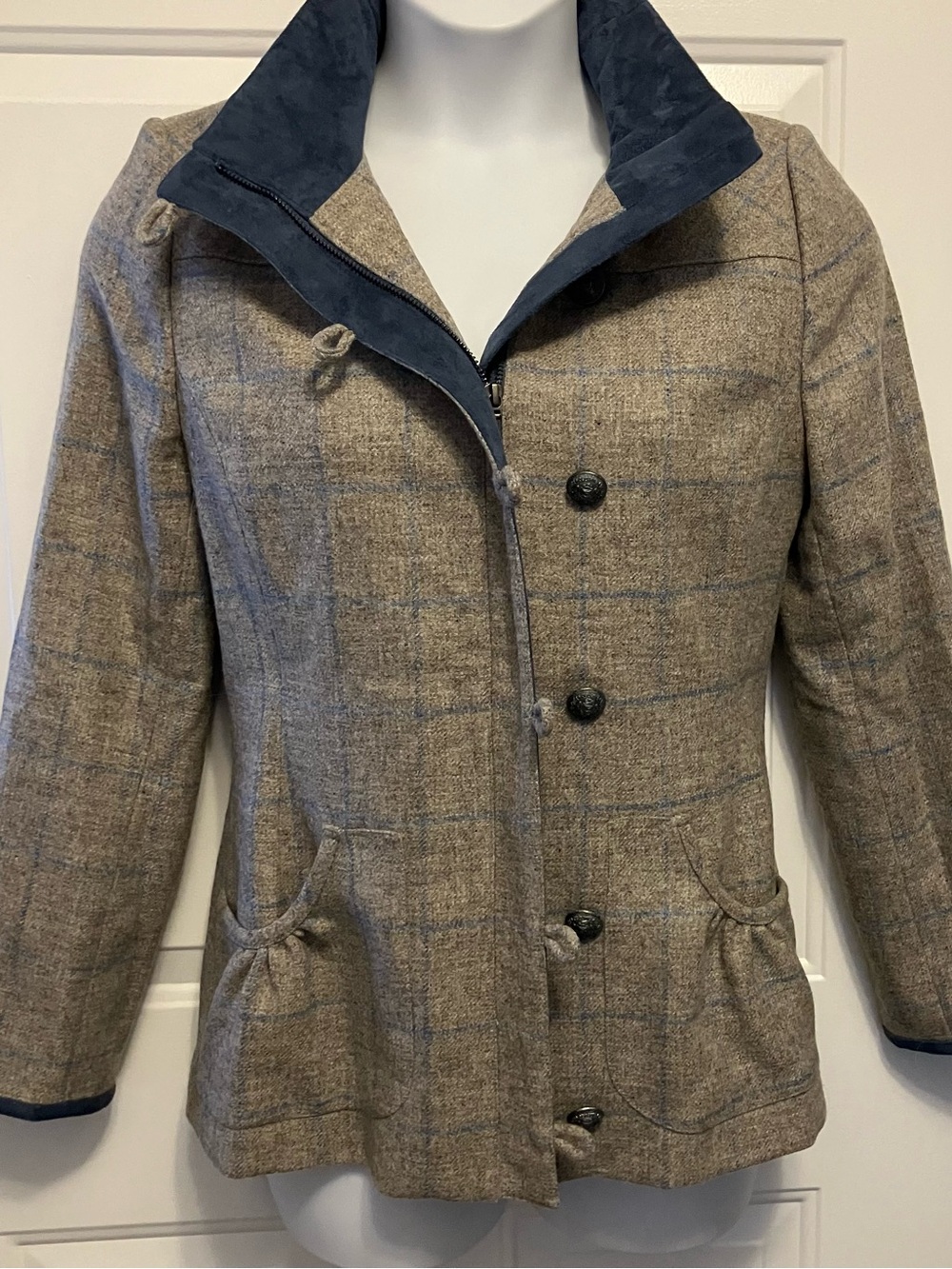 NEW Dubarry of Ireland Size 8 Medium Bracken Tweed Utility Jacket Gray Blue